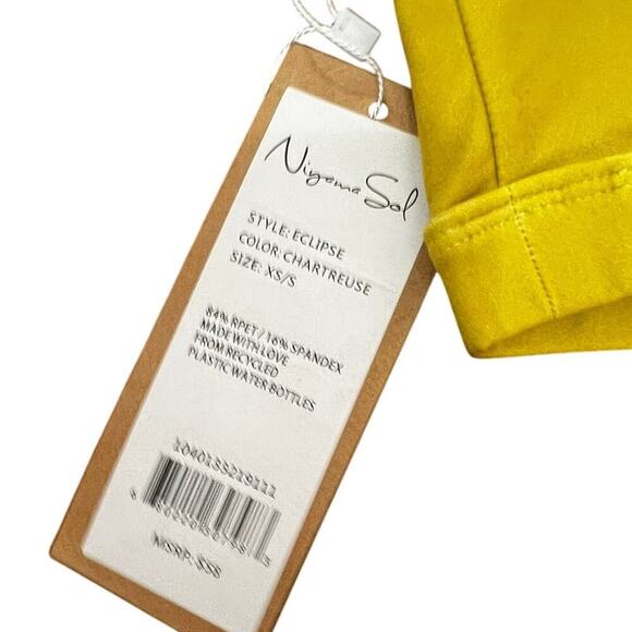 NWT Niyama Sol Chartreuse Eclipse bra yellow mustard activewear yoga sz XS - Picture 2 of 5